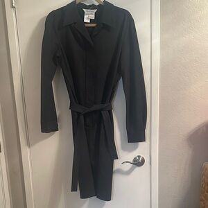 MaxMara dark gray Long-Sleeve Shirt Dress with Self-Tie Waist